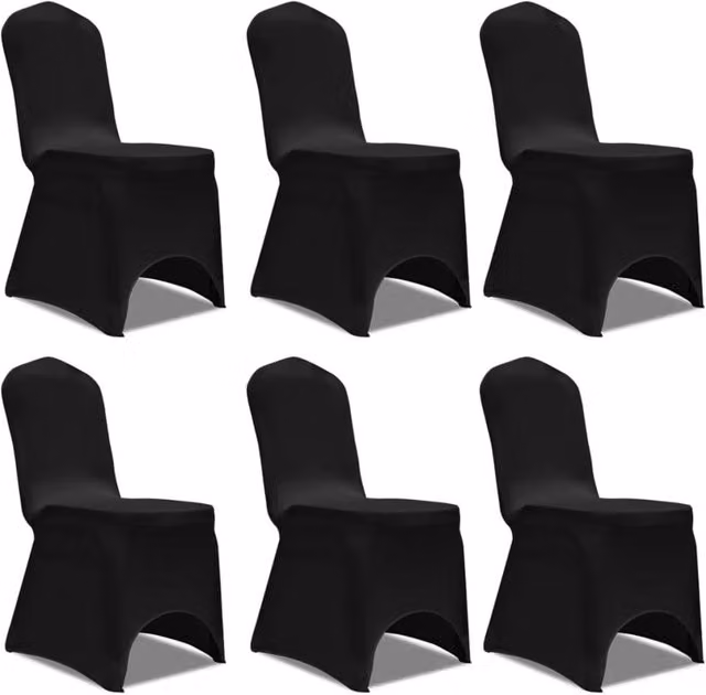 Berkfield Home Black Stretch Elastic Dining Chair Covers, 12 Pack