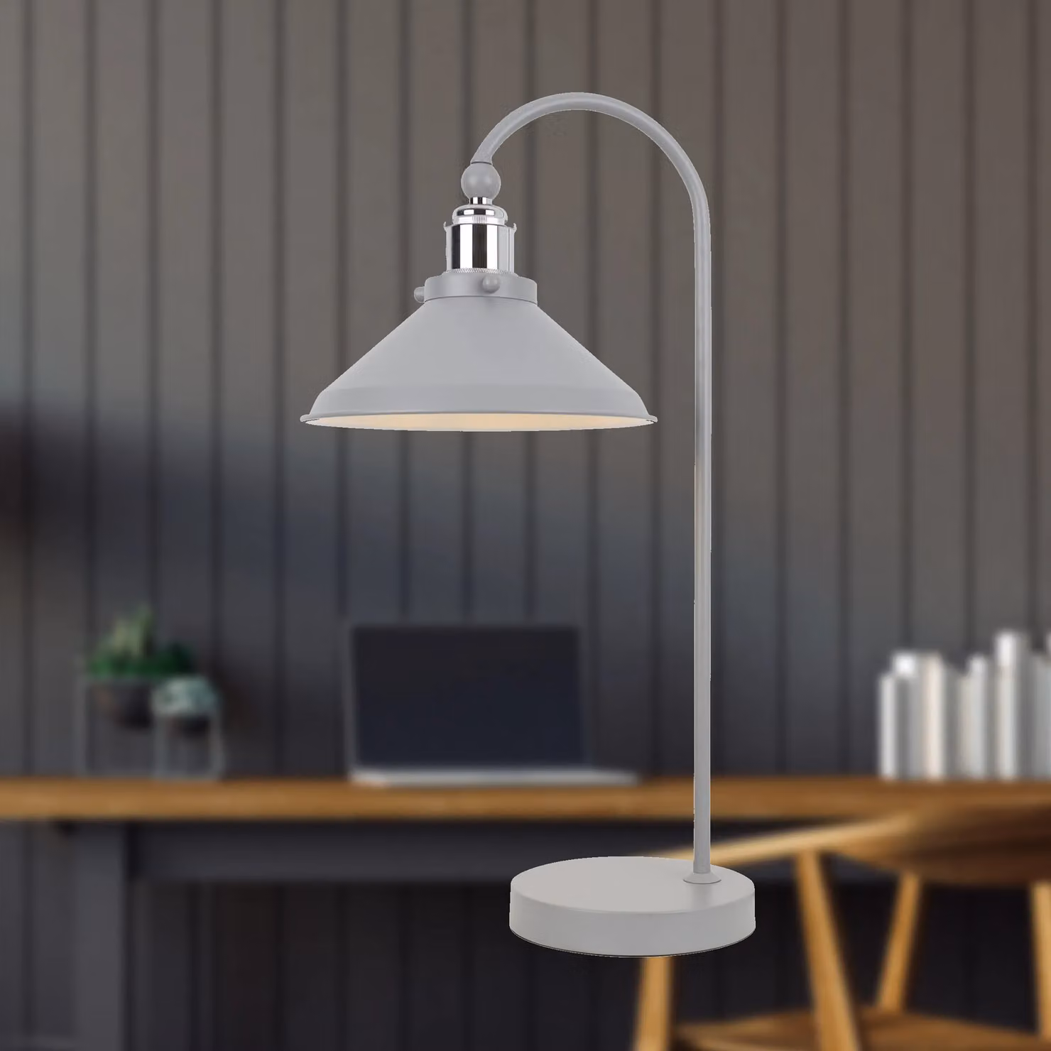 First Choice Lighting Maxwell Set of 2 Task Table Lamps in Grey and Chrome – 2