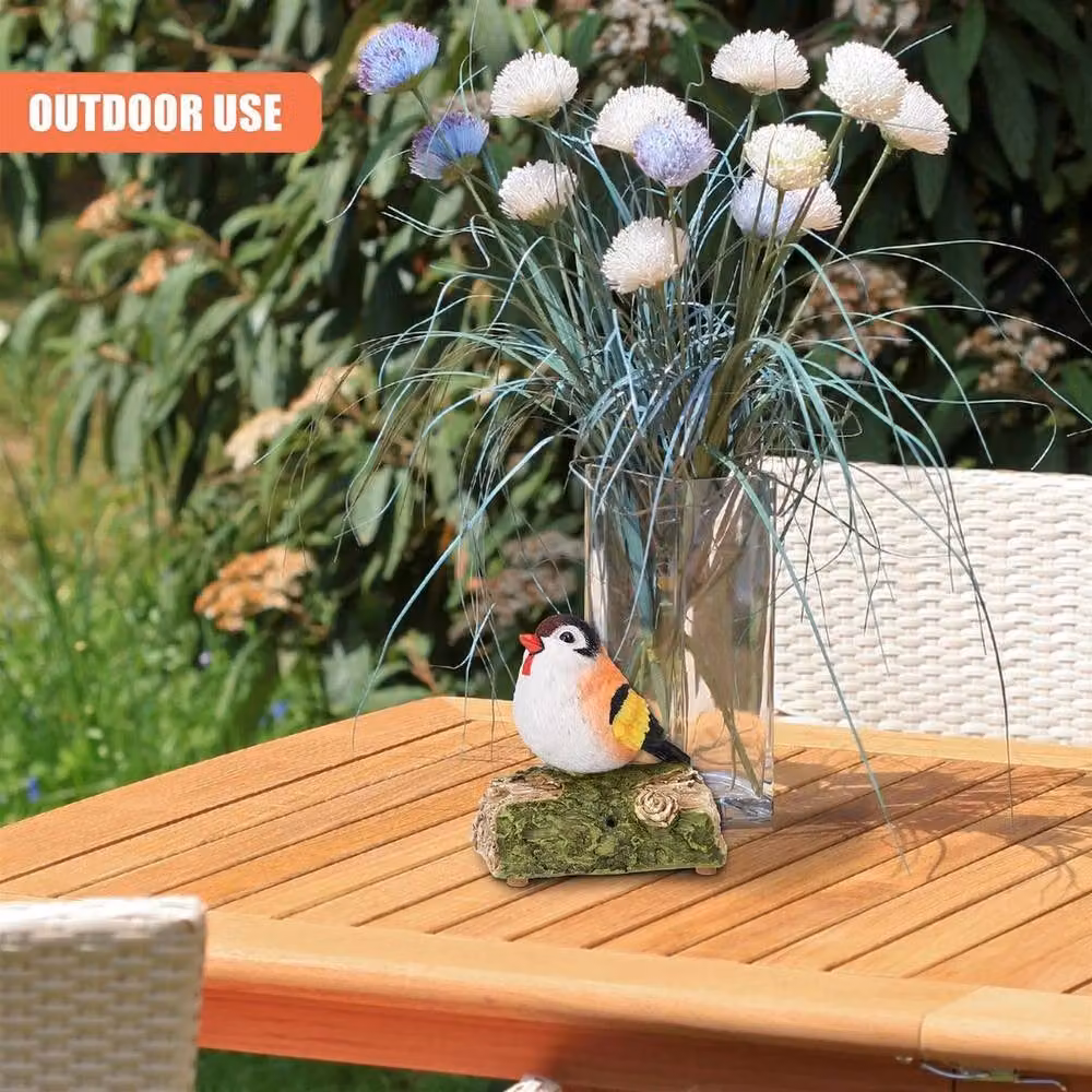 SPETLEK Motion Sensor Activated Singing Chirping Bird on Stump Ornament in Green and Multicolour – 4