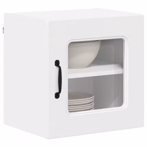 vidaXL Kalmar White Modern Wall-Mounted Kitchen Wall Unit with Glass Doors, W/D/H: 40 x 31 x 40 cm
