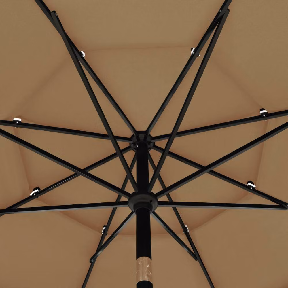 Berkfield Home 3-Tier Parasol with Aluminium Pole, Beige, Diameter: 350 cm, Height: 260 cm – 3