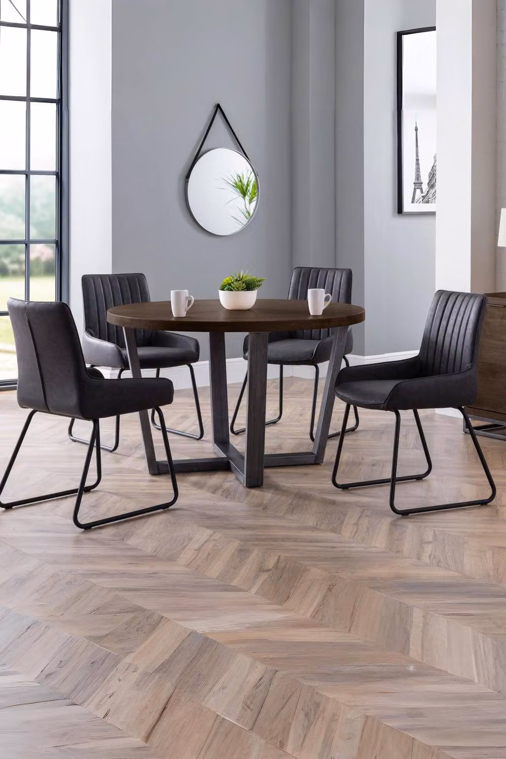 Julian Bowen Soho Upholstered Dining Chairs, Set of 2, Black Synthetic Leather with Metal Cantilever Base – 2