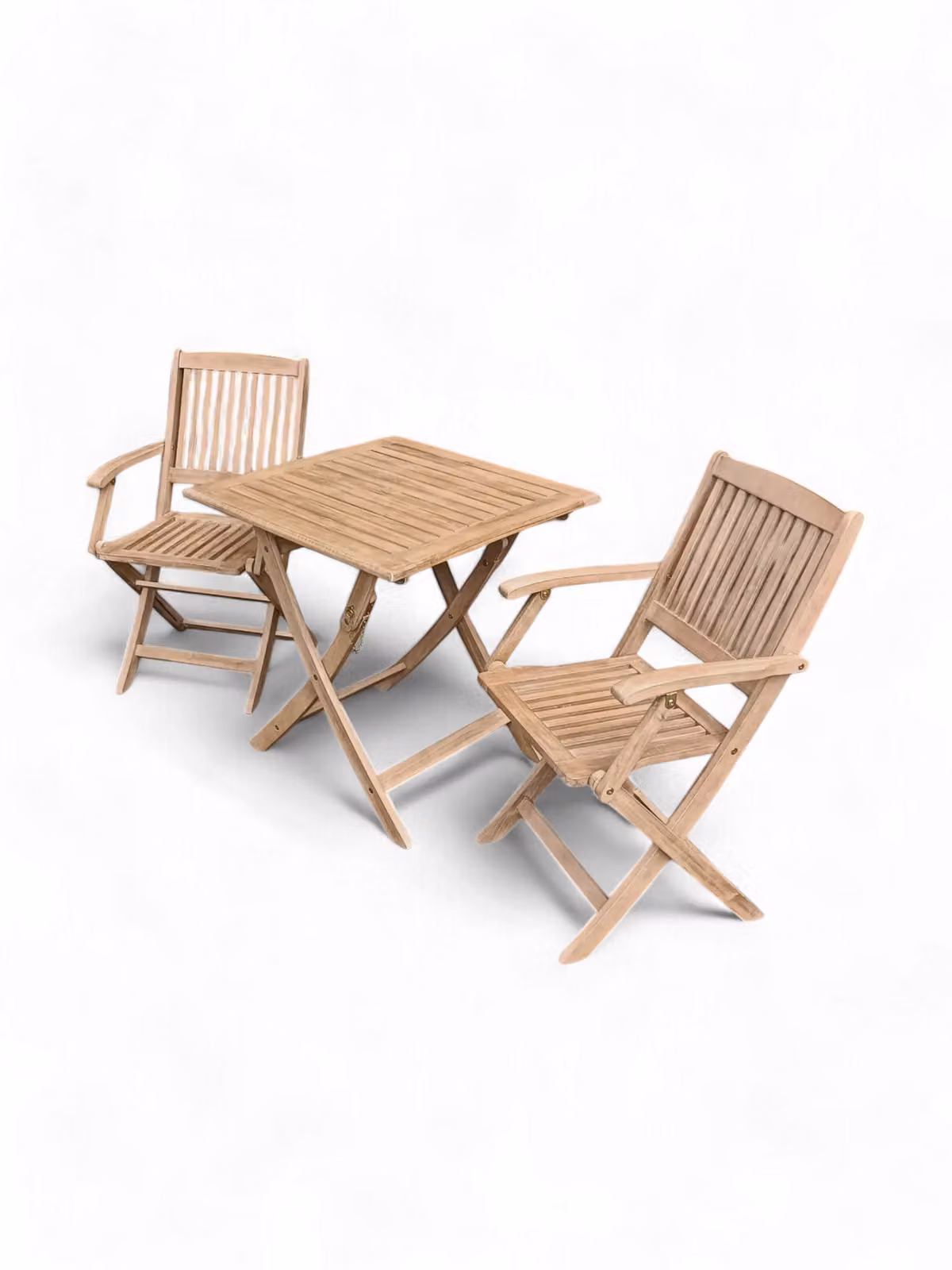 Royalcraft London 70cm Square Folding Bistro Set with 2 Acacia Wood Armchairs in Natural – 2