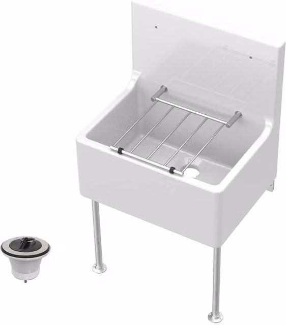 Balterley Traditional White Ceramic Fireclay Kitchen Sink with Waste and Floor Standing Legs