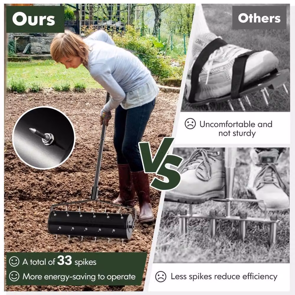NESTLUNE Manual Lawn Aerator for Soil Loosening, Black – 6