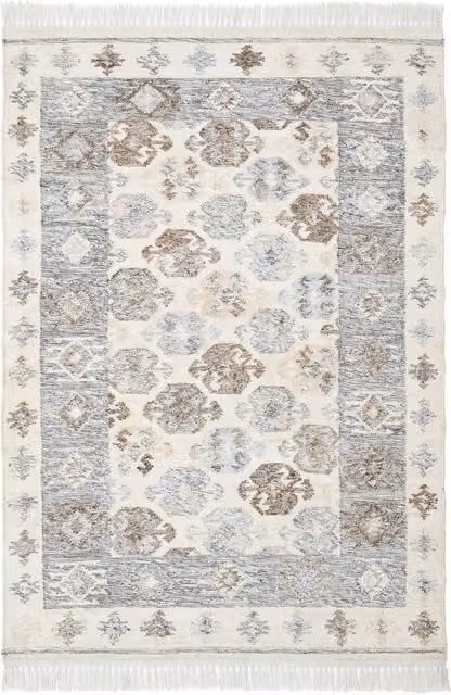 FurnitureboxUK Maren Grey Kilim Patterned Indoor/Outdoor Rug, W/D/H: 170 x 120 cm