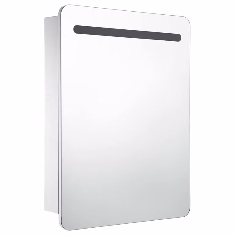 Berkfield Home LED Bathroom Mirror Cabinet in White, W/D/H: 60 x 11 x 80 cm