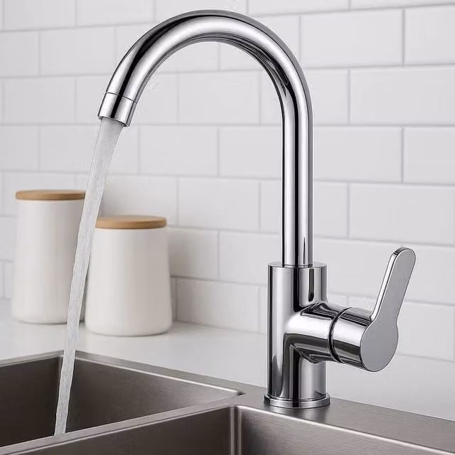PAWNORA Stainless Steel Kitchen Sink Mixer Tap in Chrome Silver, H 32.0 cm x W 23.0 cm x D 19.0 cm