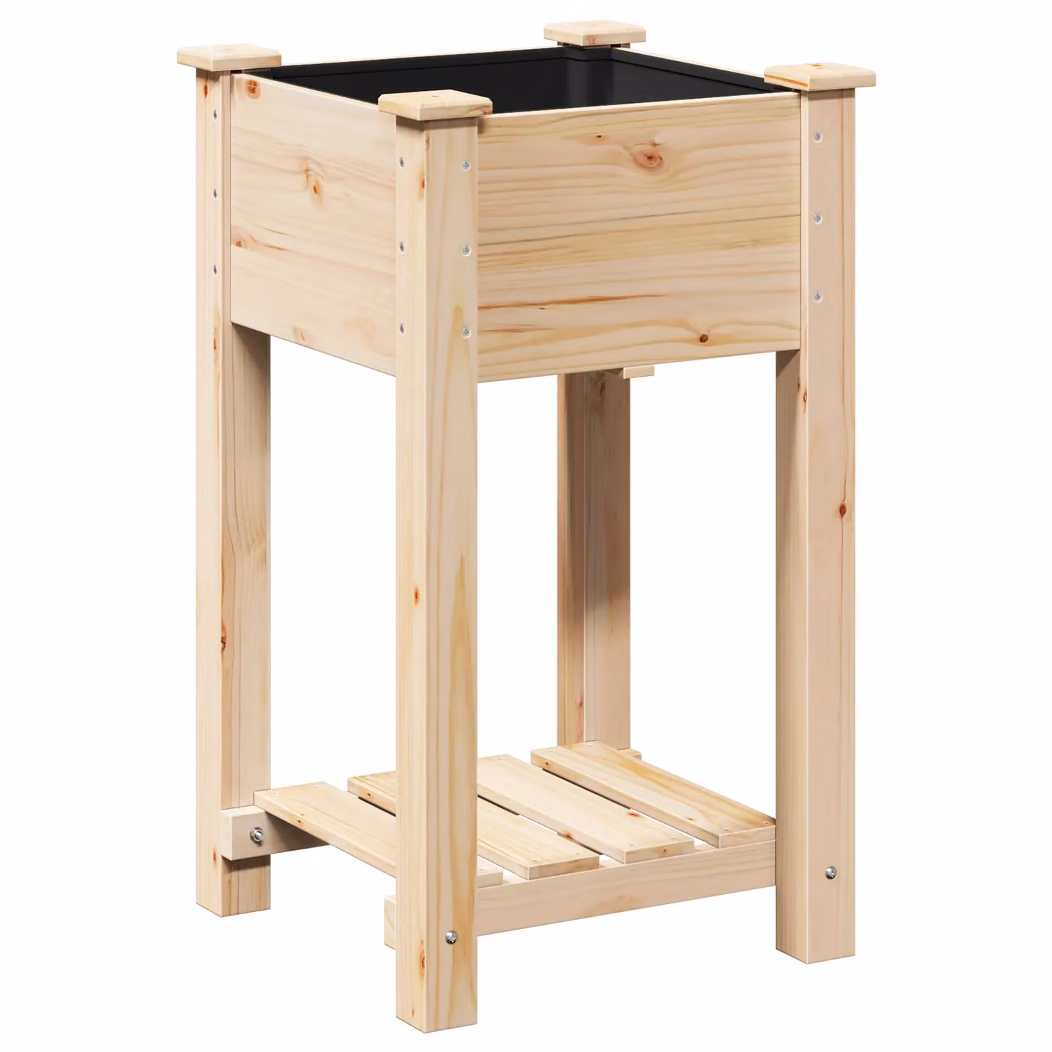 Berkfield Home Rustic Garden Planter with Shelf in Beige Solid Wood, W/D/H: 45 x 45 x 76 cm – 2