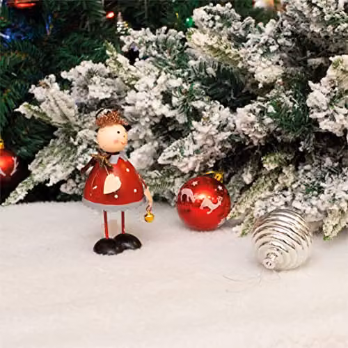 St Helens Home & Garden Metal Angel Ornament with Wings, Halo and Bell in Red – 4