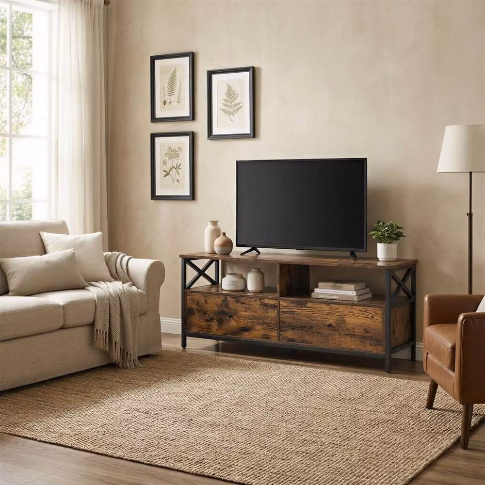 EONLION Industrial Brown TV Cabinet for 55-Inch TVs, Width: 100 cm – 3