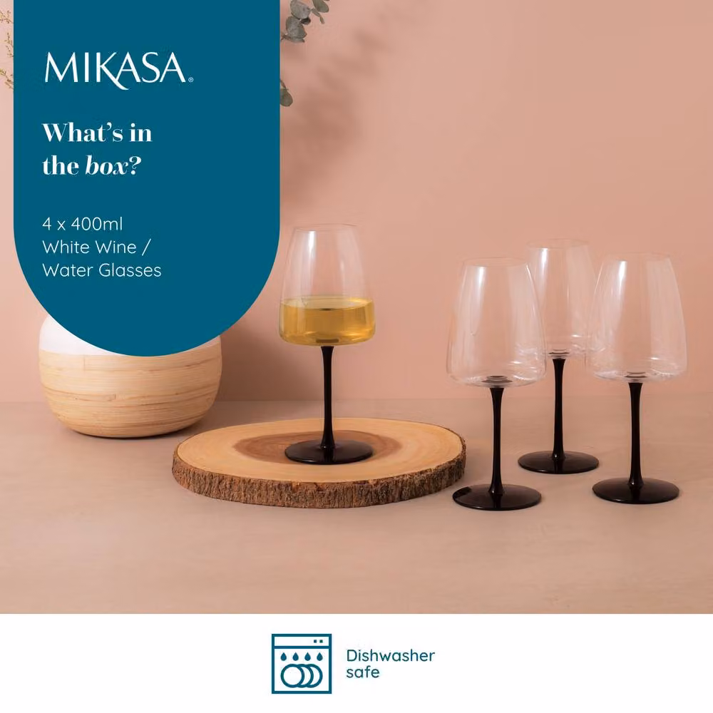 Mikasa Palermo Set of 8 Lead-Free Crystal Wine Glasses, 400ml, Clear – 5