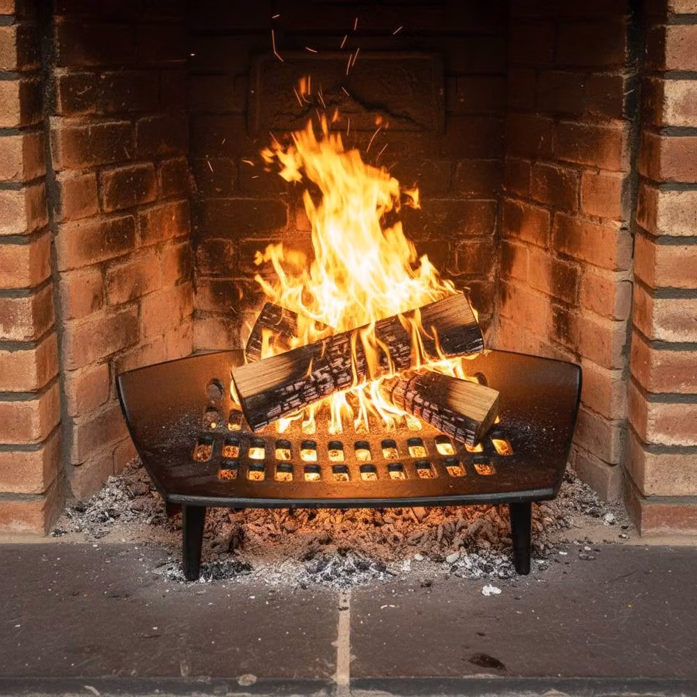 Almineez Black Cast Iron Fireplace Grate for Coal and Logs, W: 40.64 cm, D: 45.0 cm, H: 10.0 cm – 8