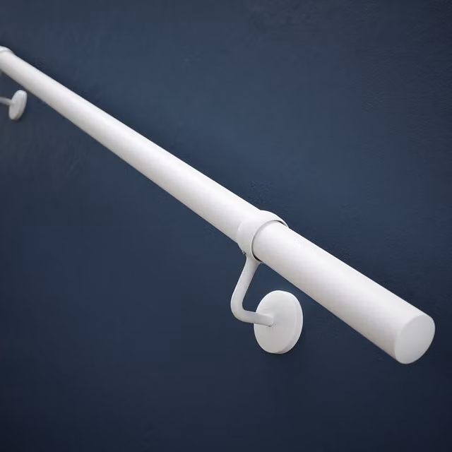 Rothley Matt White Stainless Steel Round Interior Staircase Handrail Kit