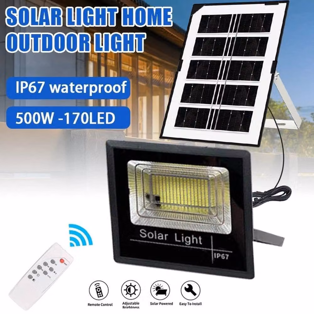 NESTLUNE 500W 170LED Solar Street Floodlight with Remote Control in Black – 4