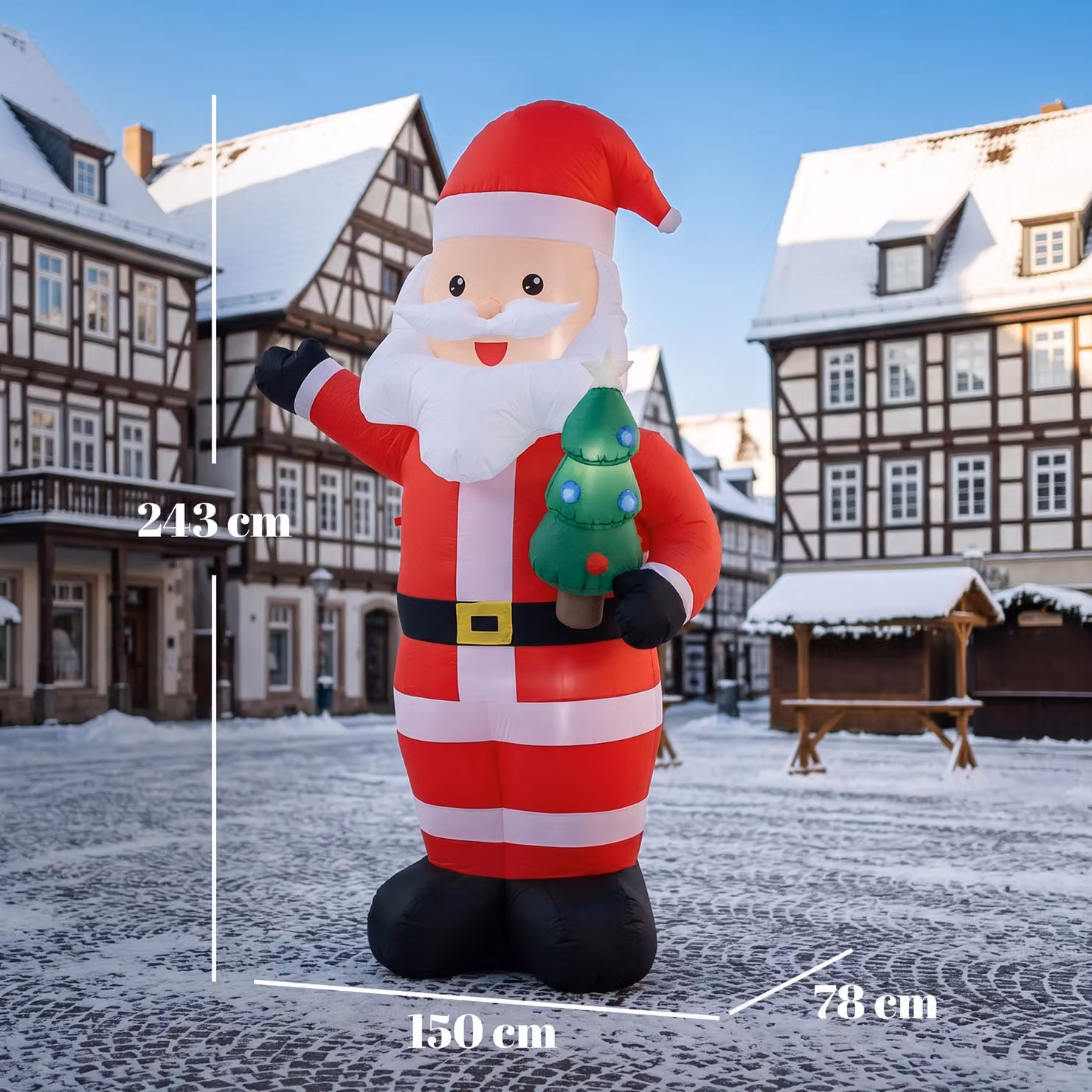 Outsunny 8ft Inflatable Red Santa Christmas Decoration with Bright LED Lights – 3