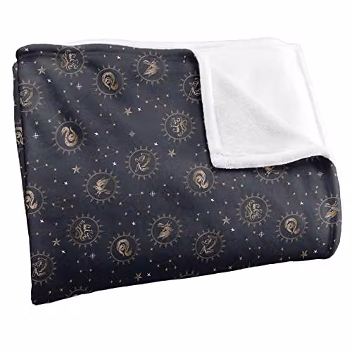 LOGOVISION Harry Potter House Constellations Soft Fleece Blanket, Multicolour and White, W: 152 cm, D: 127 cm – 2