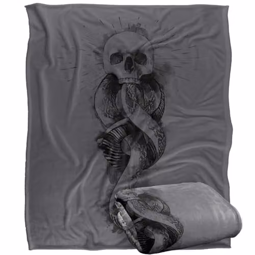Warner Bros. Harry Potter Dark Mark Ink Silky Touch Super Soft Fleece Throw Blanket, Multicolour, W: 152.4 cm x L: 127.0 cm