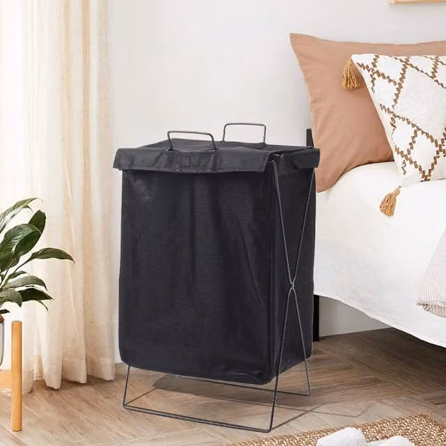 Lifeideas Collapsible Fabric Laundry Basket with Lid and Handles, Black