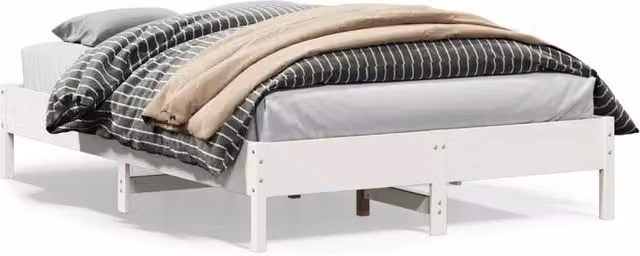 Berkfield Home White Solid Wood Pine Bed Frame W: 140 cm, D: 200 cm – 1