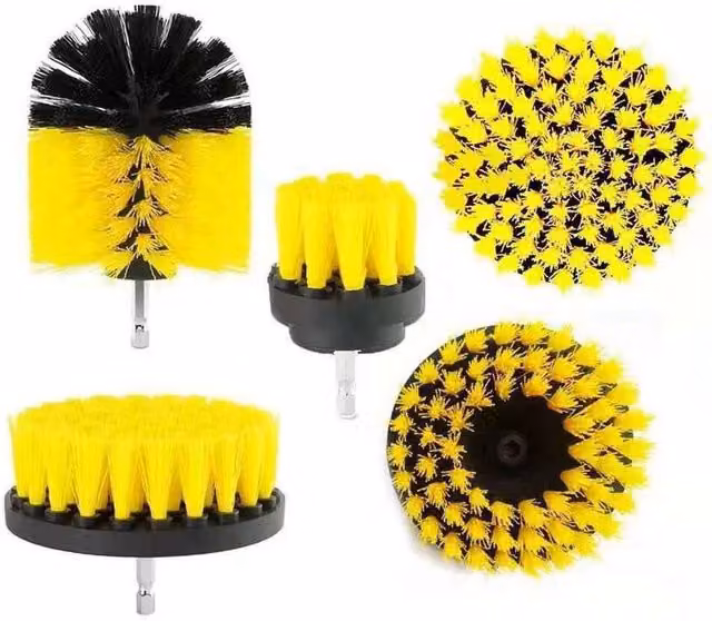 SPETLEK Drill Brush Attachment Set with Yellow Cleaning Scrub Pads and Sponge
