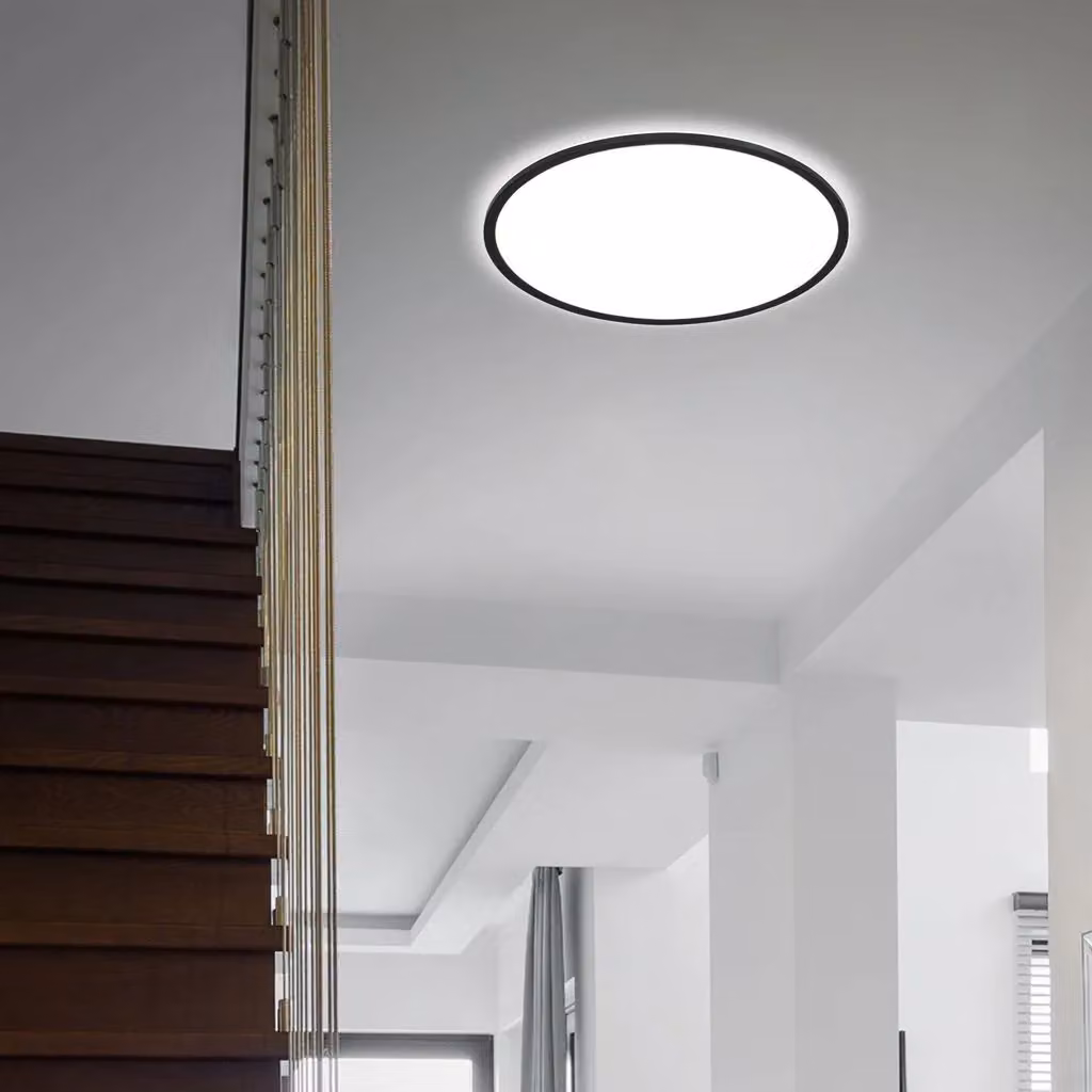 Briloner Modern Black LED Ceiling Panel with Cove Effect, Diameter: 48 cm – 4