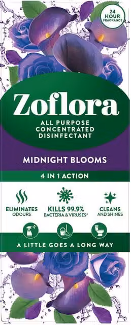 Zoflora All Purpose Concentrated Disinfectant, Midnight Blooms, 500ml, White