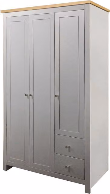 Loft24 Emerald Wardrobe in Grey and Oak with Hinged Doors and Internal Shelving