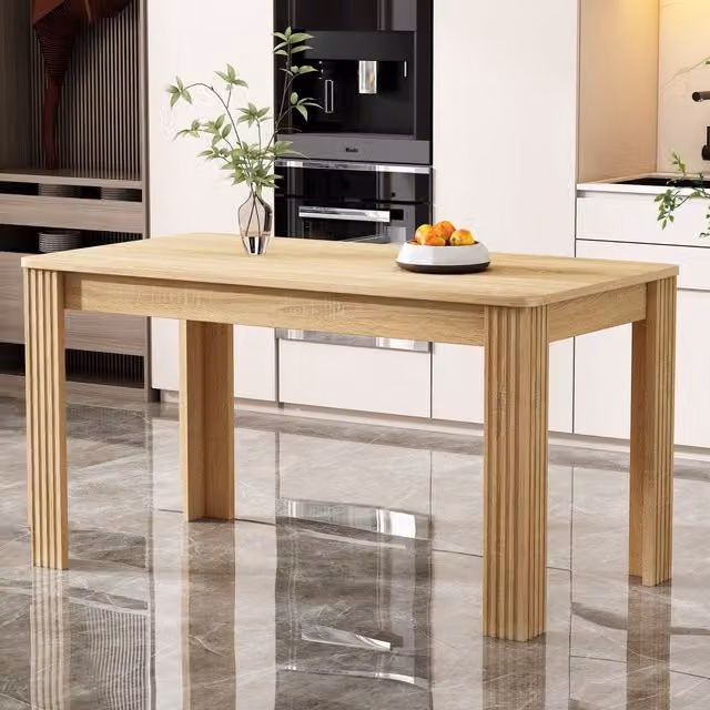 HomeTouch Rectangular Retro Wooden Dining Table in Brown – 1