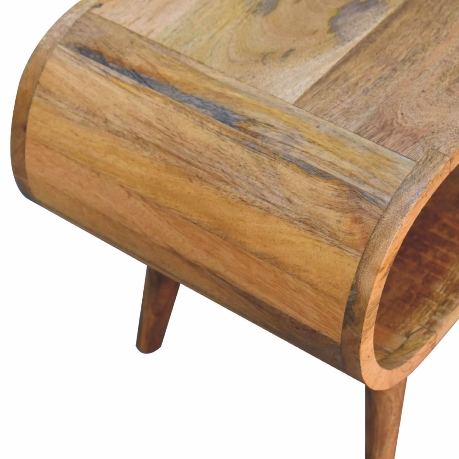 Aosom UK Amaya Nordic Solid Mango Wood Coffee Table with Open Slot, Brown, W/D/H: 90 x 35 x 40 cm – 4