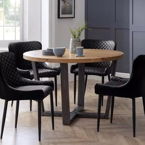 Julian Bowen Brooklyn Round Oak Dining Table, Diameter: 120 cm