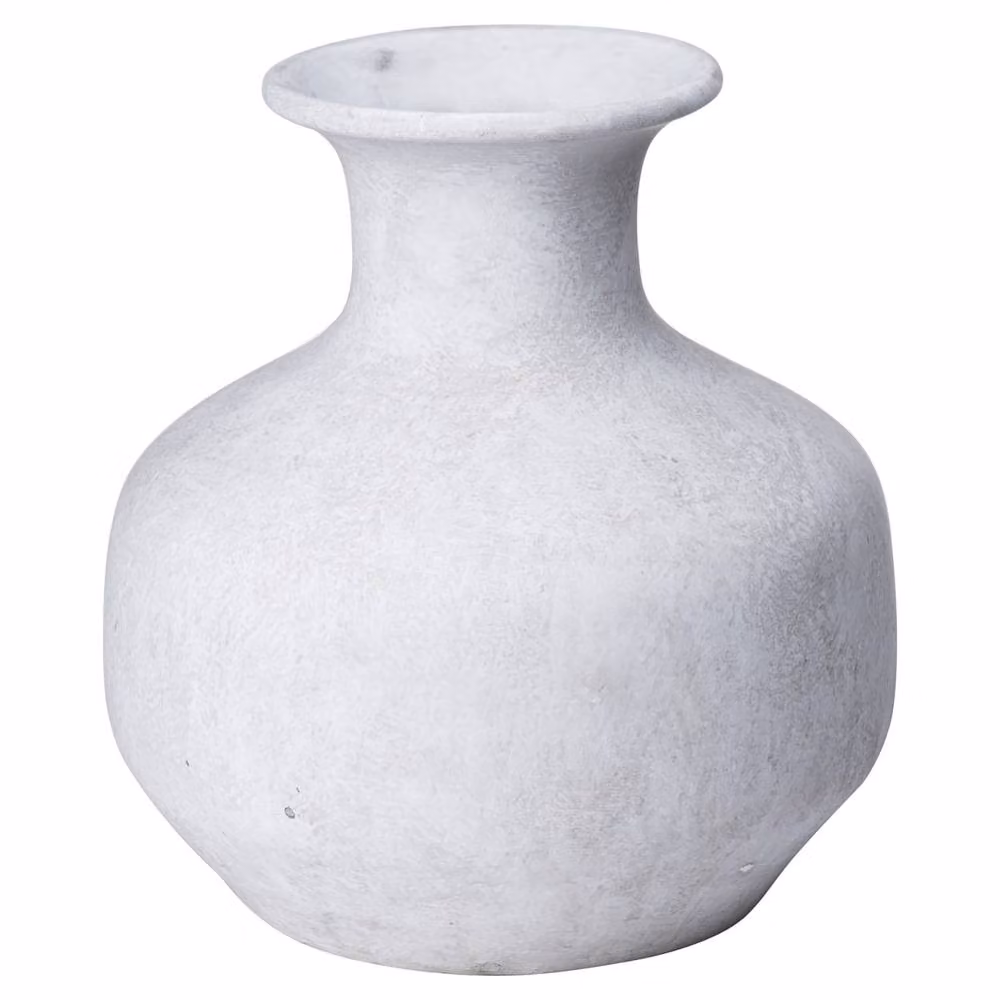 Wyld Haus Terra Stoneware Squat Textured Vase in Grey, H 26.0 cm x W 24.0 cm x D 24.0 cm – 2