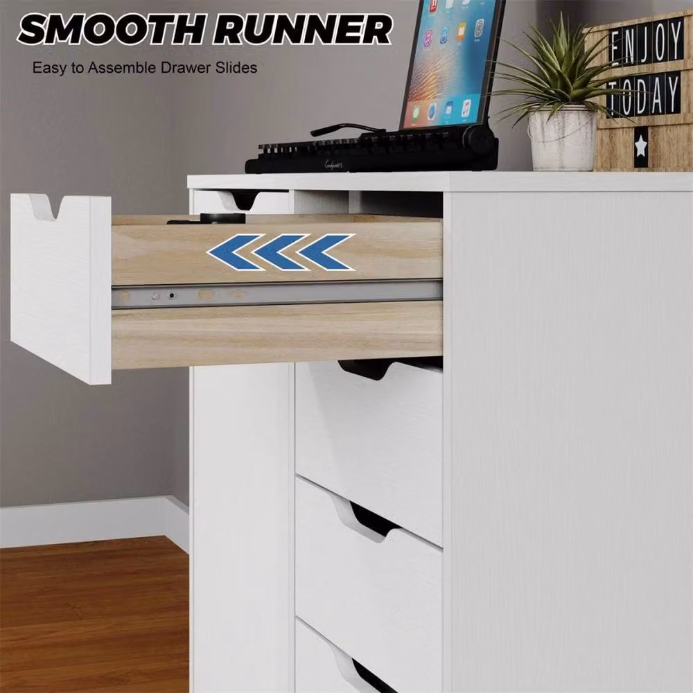 ERGOVEXA 5 Drawer Wooden Mobile File Cabinet and Sideboard in White – 3