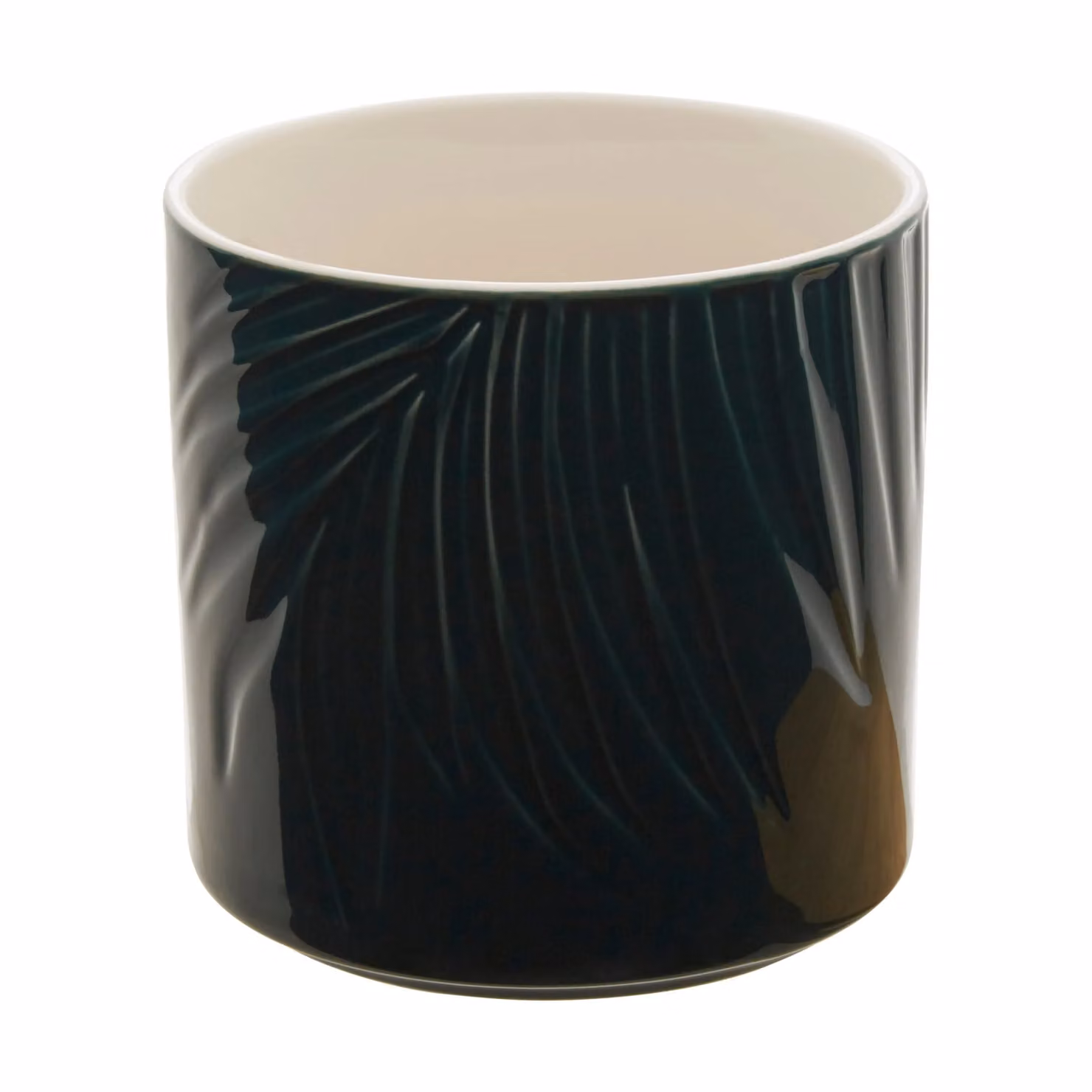Orsina Small Dark Green Porcelain Storage Jar with Embossed Leaf Texture and Bamboo Lid – 1