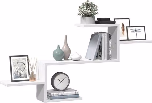 Berkfield Home Wall Mounted Shelf in White, W: 104 cm, D: 15 cm, H: 49 cm