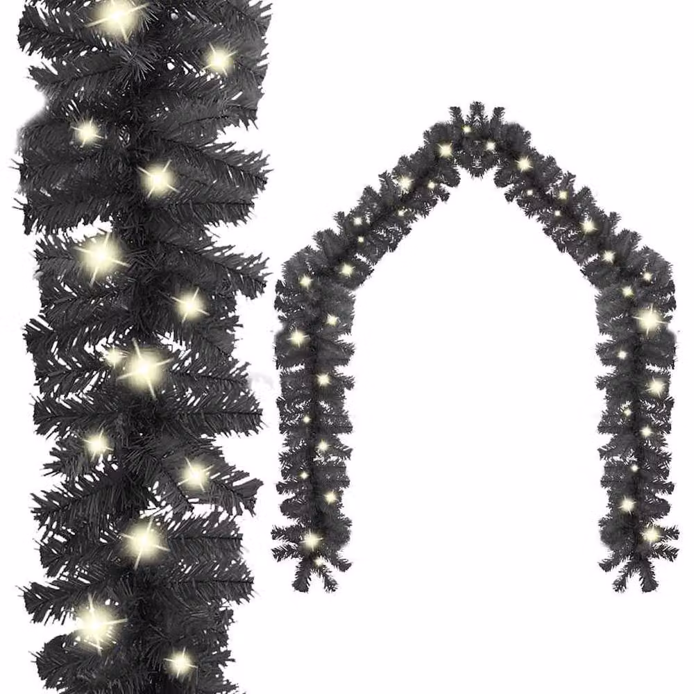 Berkfield Home Cosy Christmas Garland with Warm White LED Lights, Black, 10 m – 2
