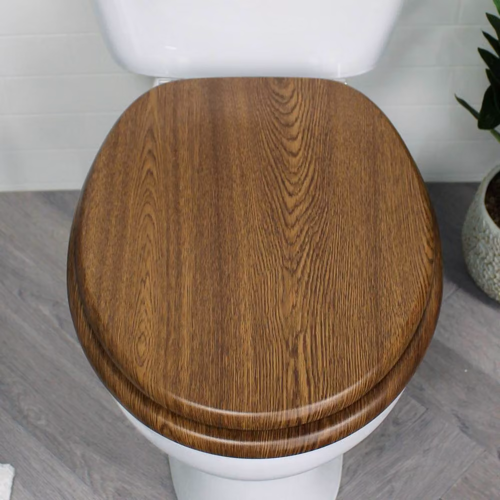Showerdrape Norfolk Soft Close Beech Wooden Toilet Seat in Brown W/D/H: 44.5 x 37.5 cm – 2