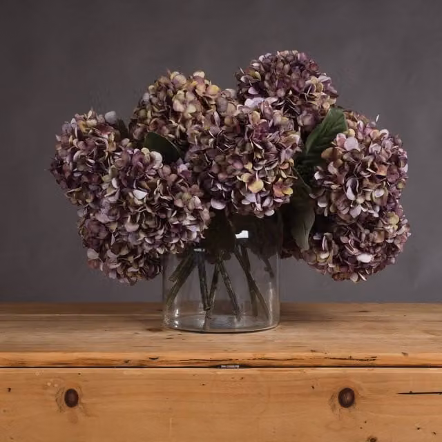 KDMK Autumn Hydrangea Tabletop Floral Decor in Red and Purple