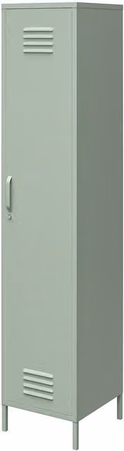 Mission District Modern Metal Single Locker Storage Cabinet with Internal Shelves and Lock in Pale Green