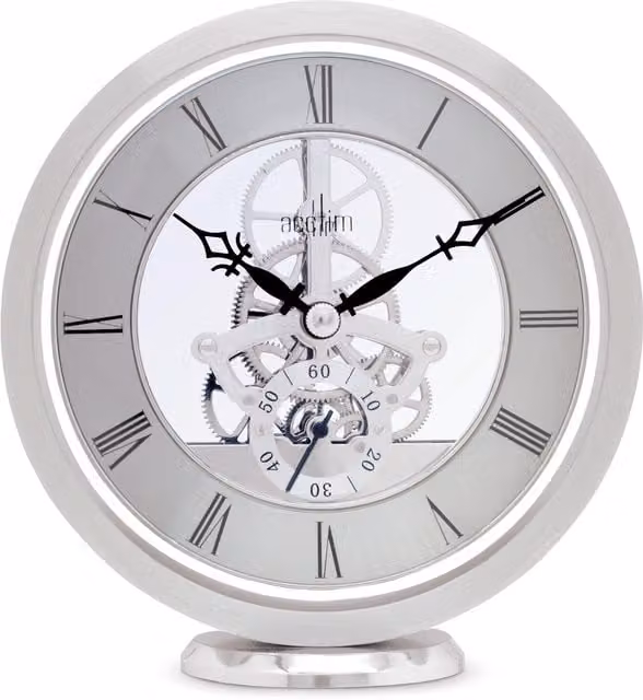 Acctim Millenden Analog Quartz Mantel Clock in Silver Polished Metal and Glass – 1