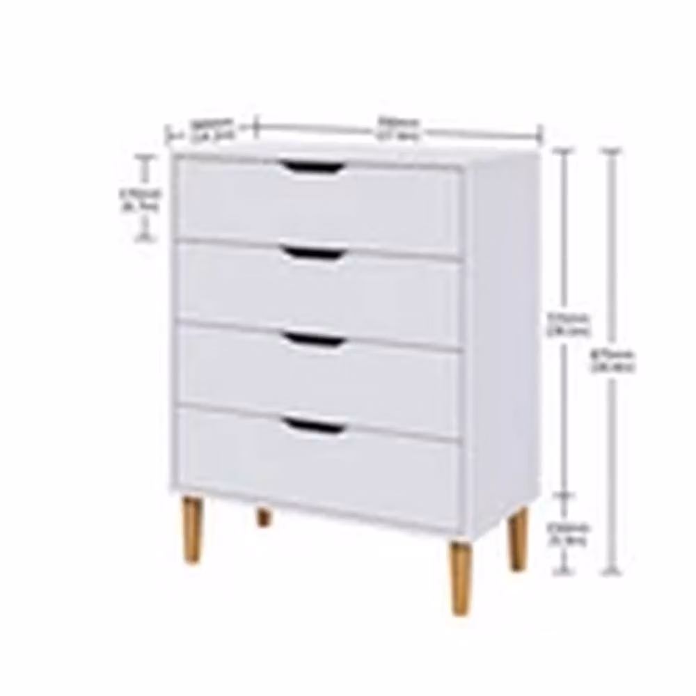 EONLION White 4 Drawer Chest for Bedroom Storage, H 87.5 x W 70.0 x D 36.0 cm – 2
