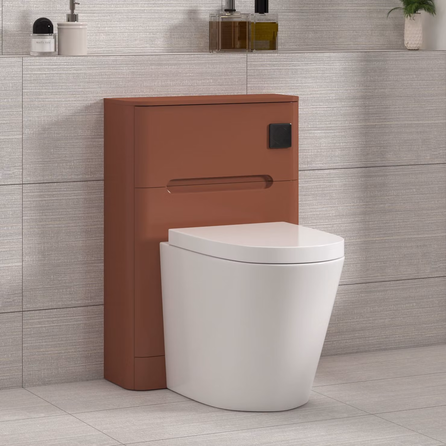 Royal Bathrooms Venice 550mm Terracotta Clay WC Unit with Cesar Rimless Ceramic Toilet Pan, Soft Close Seat and Cistern