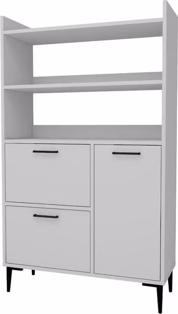 Destina Home Caleb Modern White Kitchen Cabinet with Internal Shelves and Hinged Doors