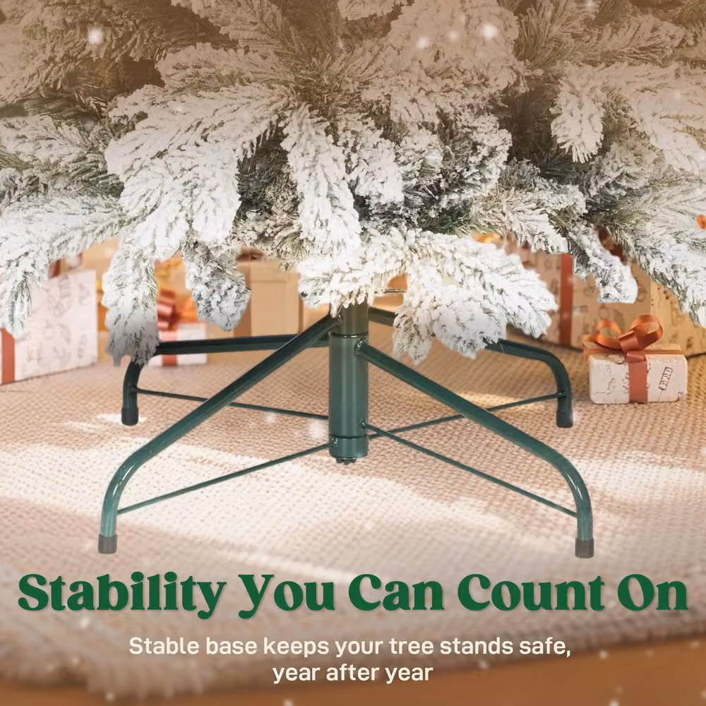 STILVORA 7ft Slim Artificial Christmas Tree with Snowy Tips in Green – 7