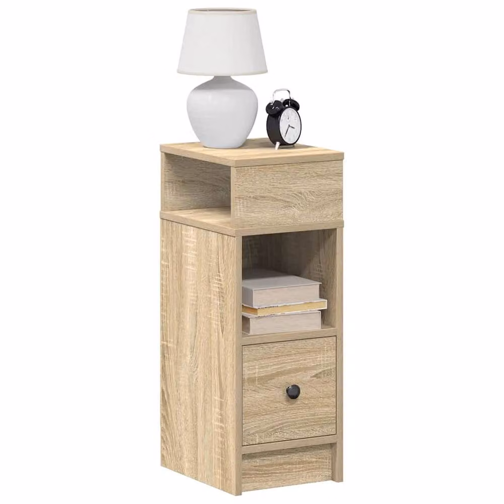 Berkfield Home Set of 2 Sonoma Oak Bedside Cabinets with Drawer in Light Brown, W/D/H: 25 x 31 x 66 cm – 2