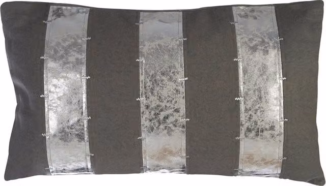 Bosie Kensington Townhouse Striped Rectangular Cushion in Grey and Silver