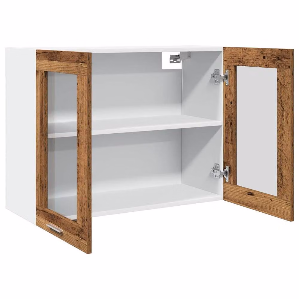 Berkfield Home Lyon Hanging Glass Cabinet in Brown, W/D/H: 80 x 31 x 60 cm – 2