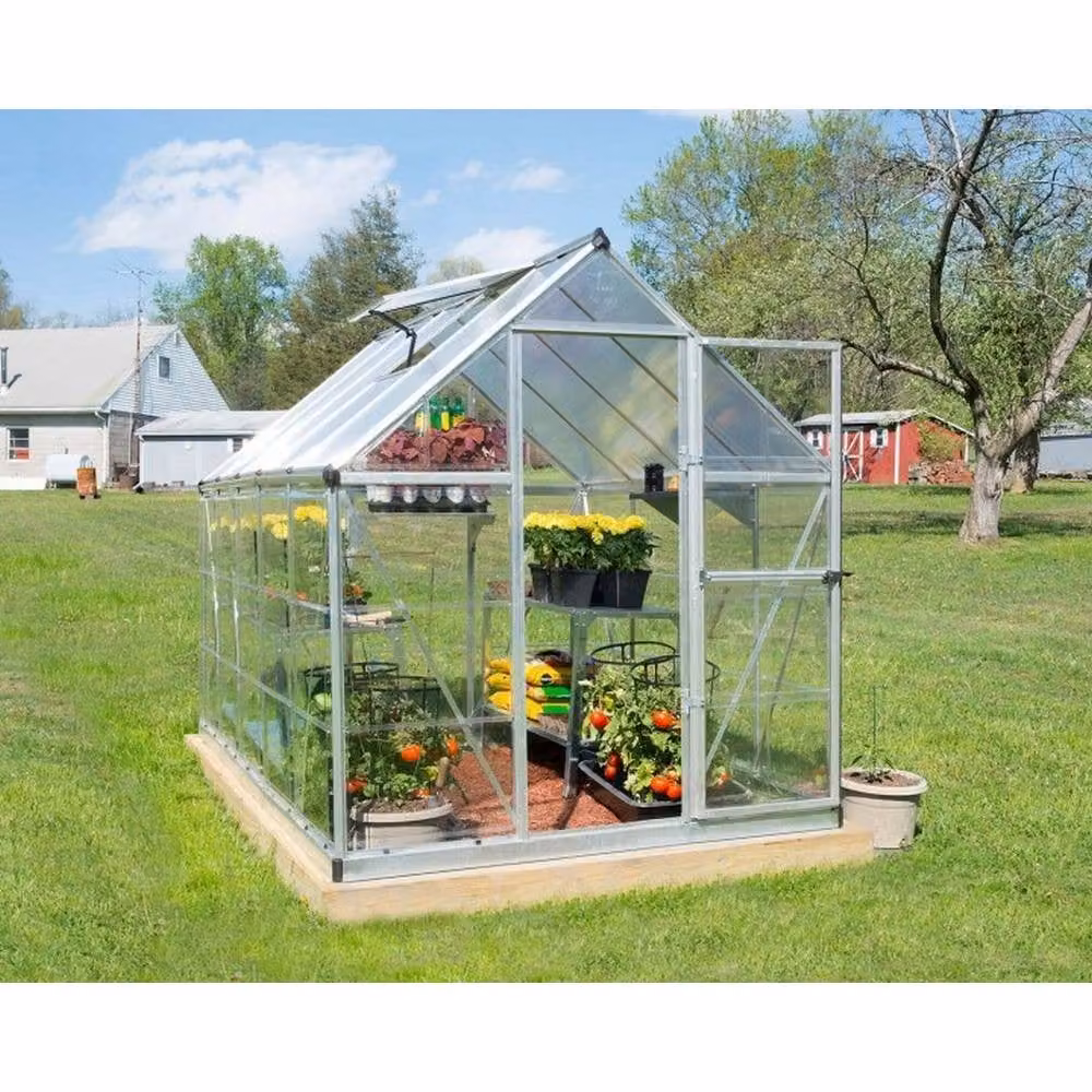 Palram Hybrid 6x10 Polycarbonate Greenhouse in Silver, W: 185 cm, H: 208 cm, L: 306 cm – 2