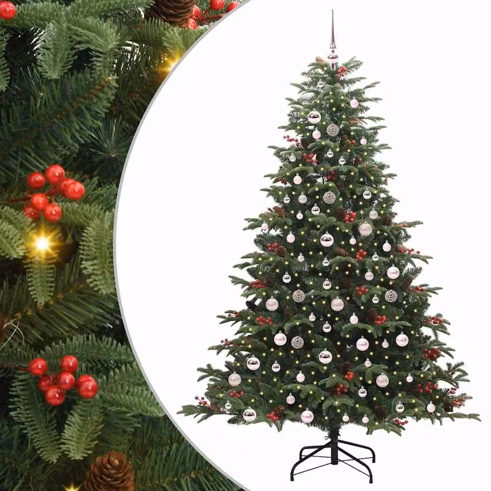 Berkfield Home Artificial Christmas Tree with 300 LEDs and Stand, Green, Height: 210 cm – 2