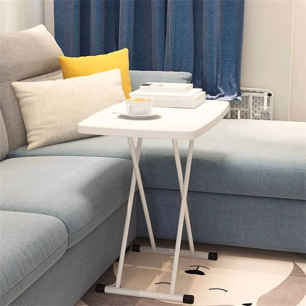 KORVIXA Height Adjustable Folding Laptop Table and Writing Desk in White, W/D/H: 100 x 100 x 74 cm – 3